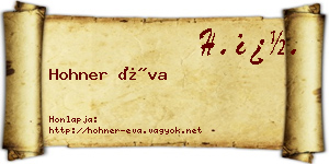 Hohner Éva névjegykártya